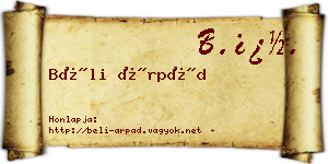 Béli Árpád névjegykártya